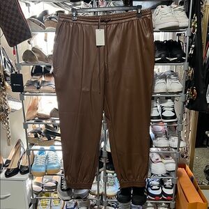 a new day Brown Faux Leather Jogger Pants